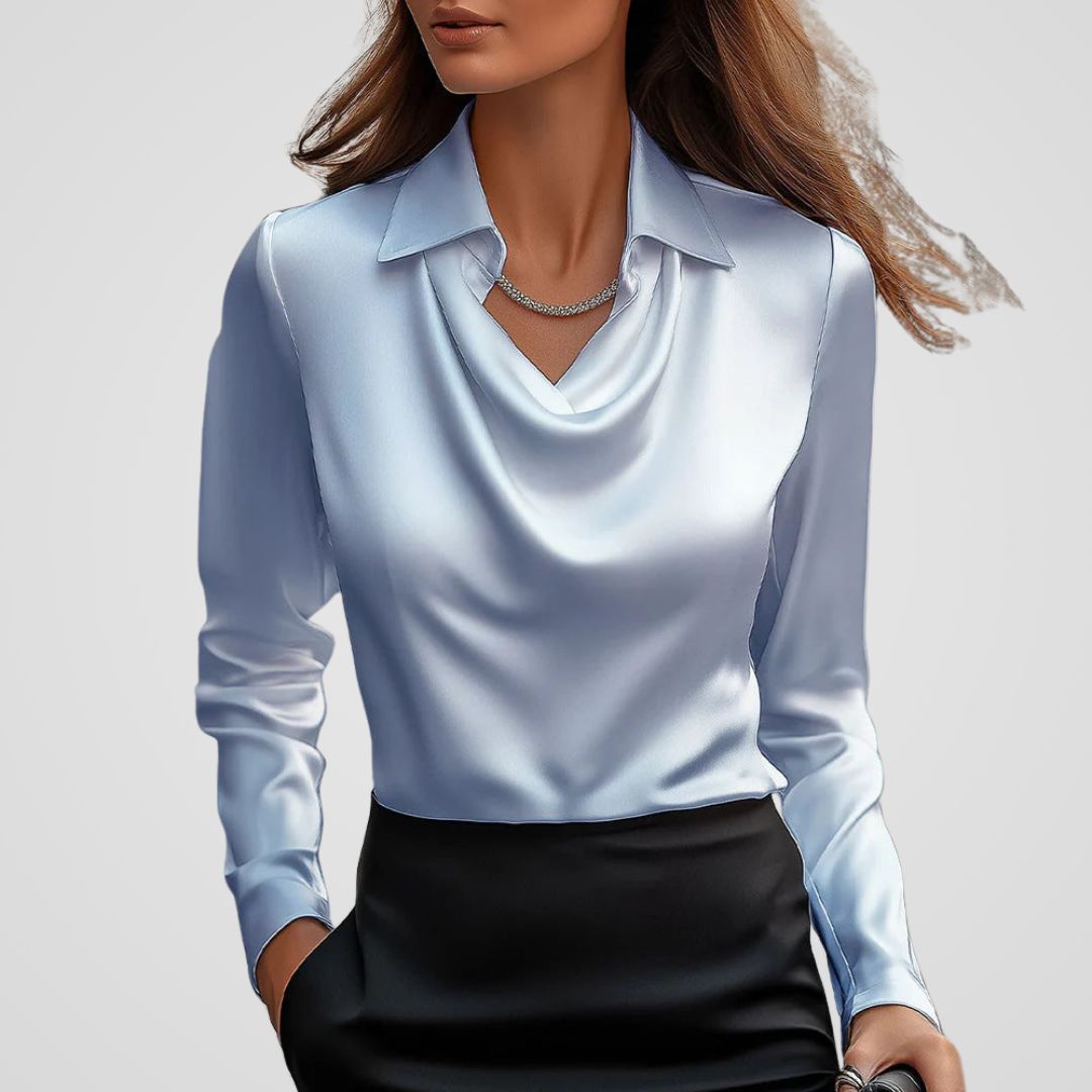 Luxurious V-Neck Satin Women's Blouse