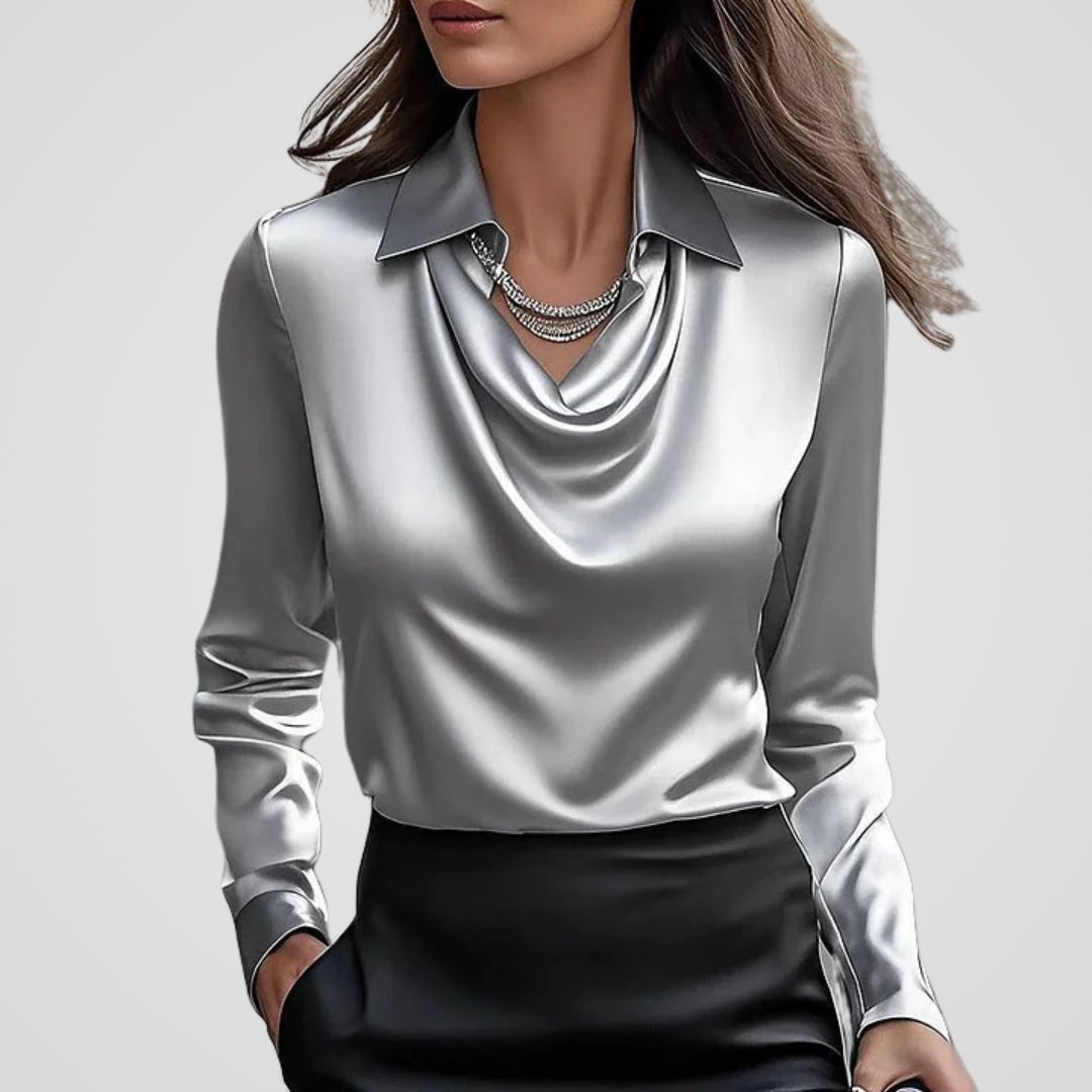 Luxurious V-Neck Satin Women's Blouse