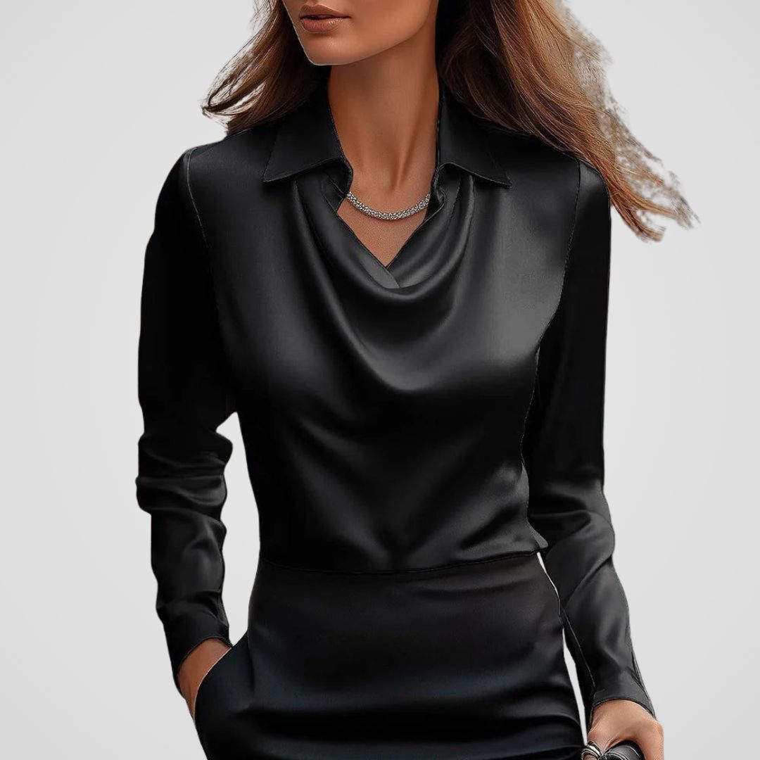 Luxurious V-Neck Satin Women's Blouse