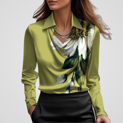 Luxurious V-Neck Satin Women's Blouse