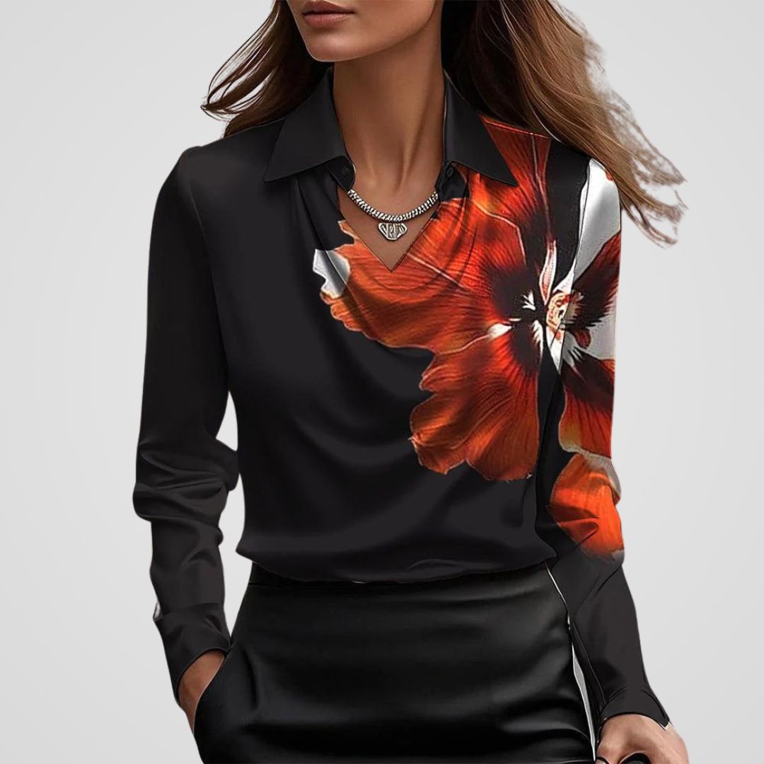 Luxurious V-Neck Satin Women's Blouse