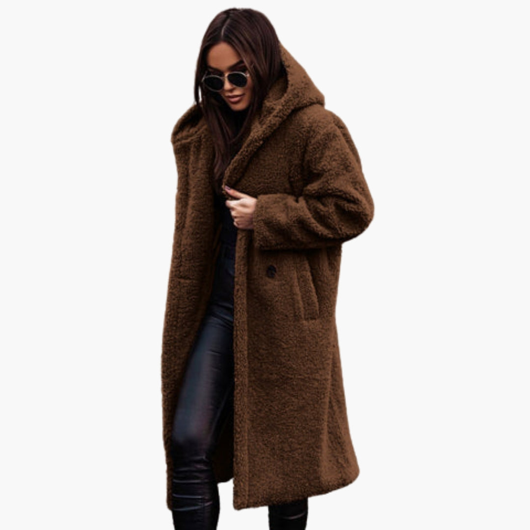 Fuzzy Ladies Parka Coat - Warm Cozy Winter Jacket