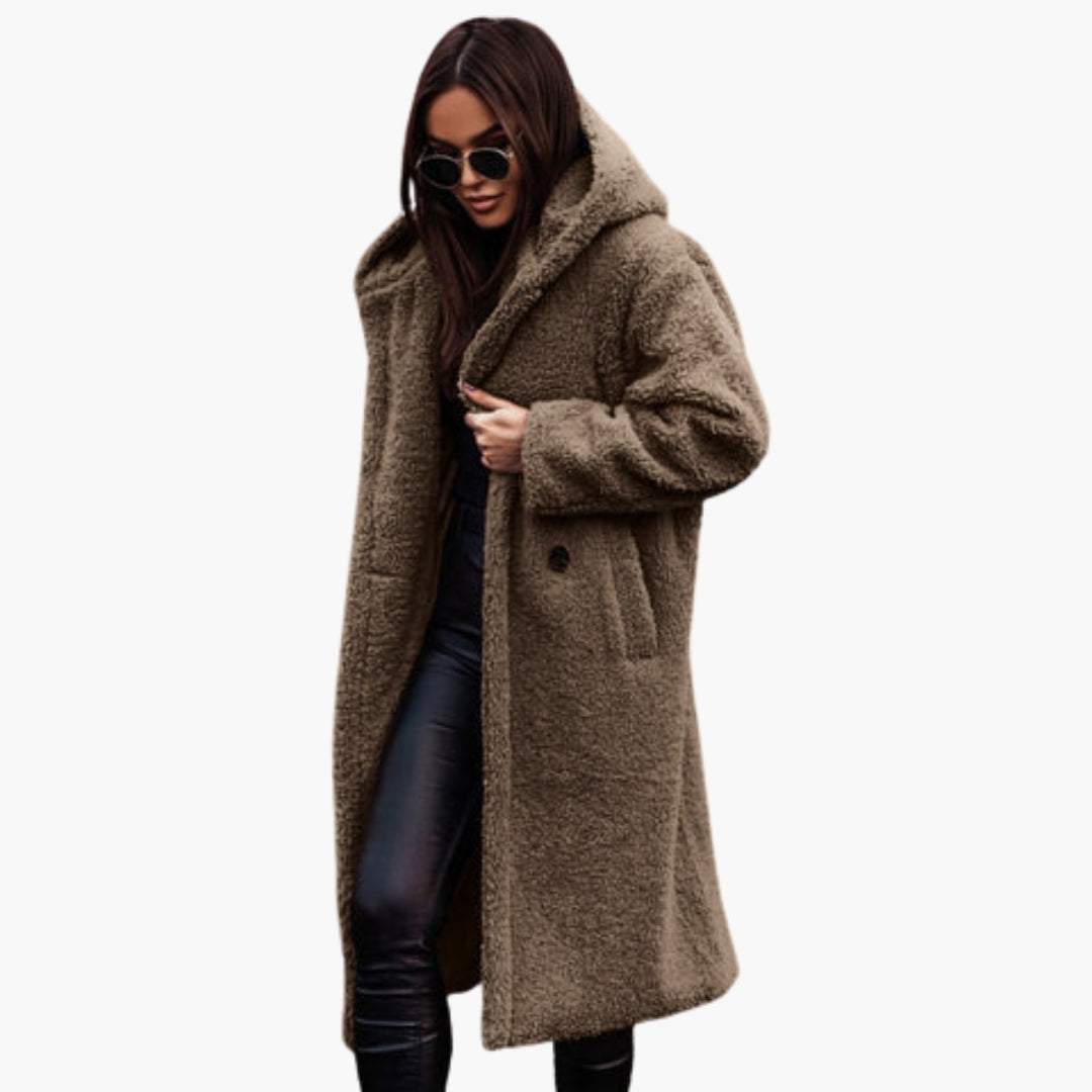 Fuzzy Ladies Parka Coat - Warm Cozy Winter Jacket