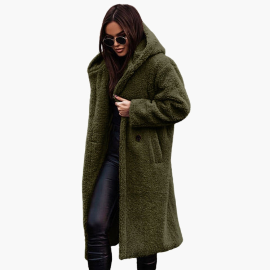 Fuzzy Ladies Parka Coat - Warm Cozy Winter Jacket