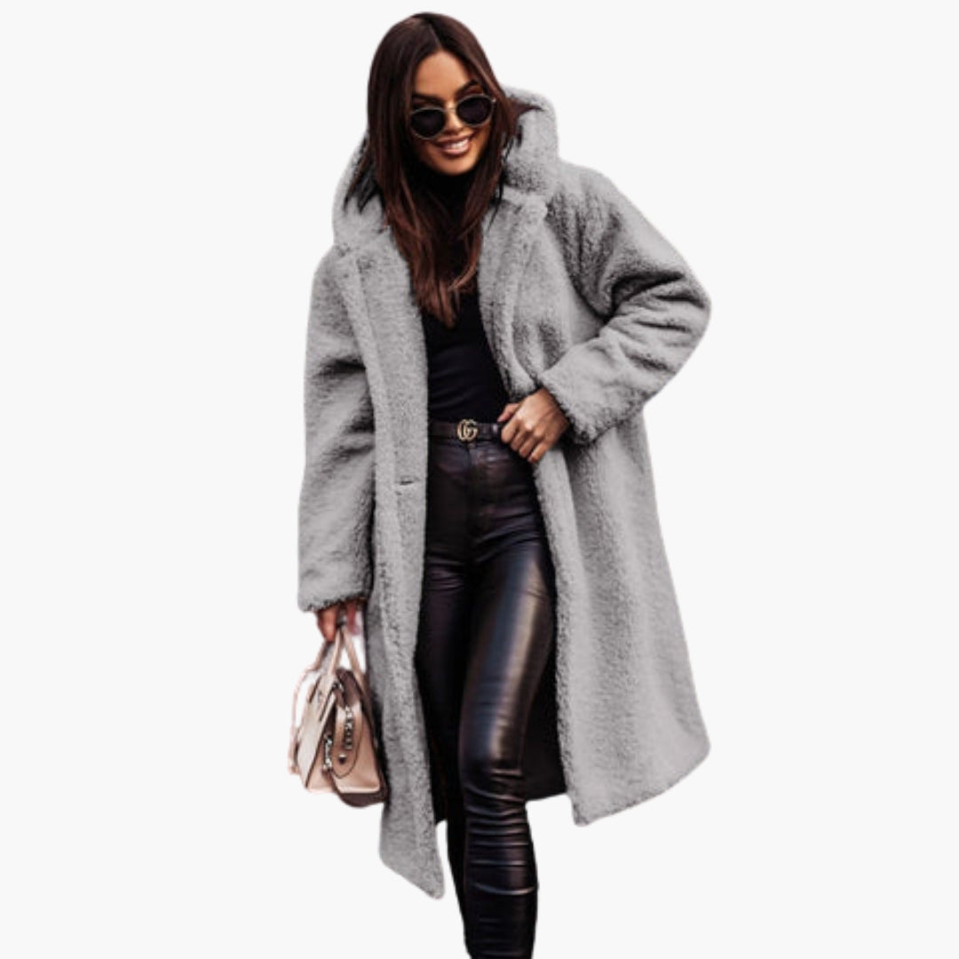 Fuzzy Ladies Parka Coat - Warm Cozy Winter Jacket