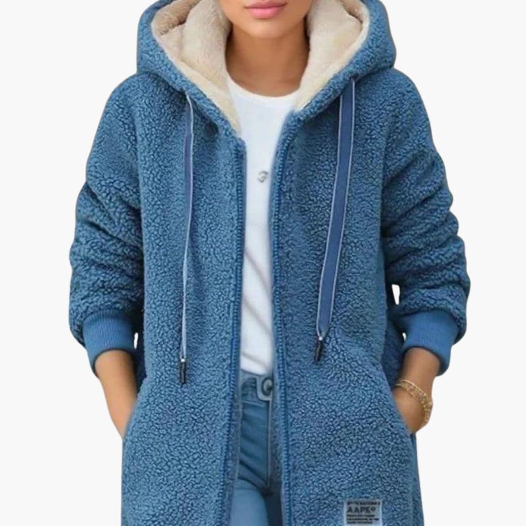 Warm Fleece Hooded Jacket - Cozy Sherpa Zip Up Coat - VogeLuxe