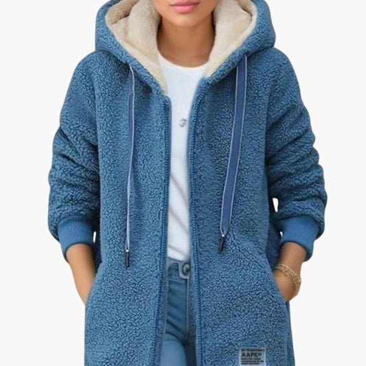 Warm Fleece Hooded Jacket - Cozy Sherpa Zip Up Coat - VogeLuxe