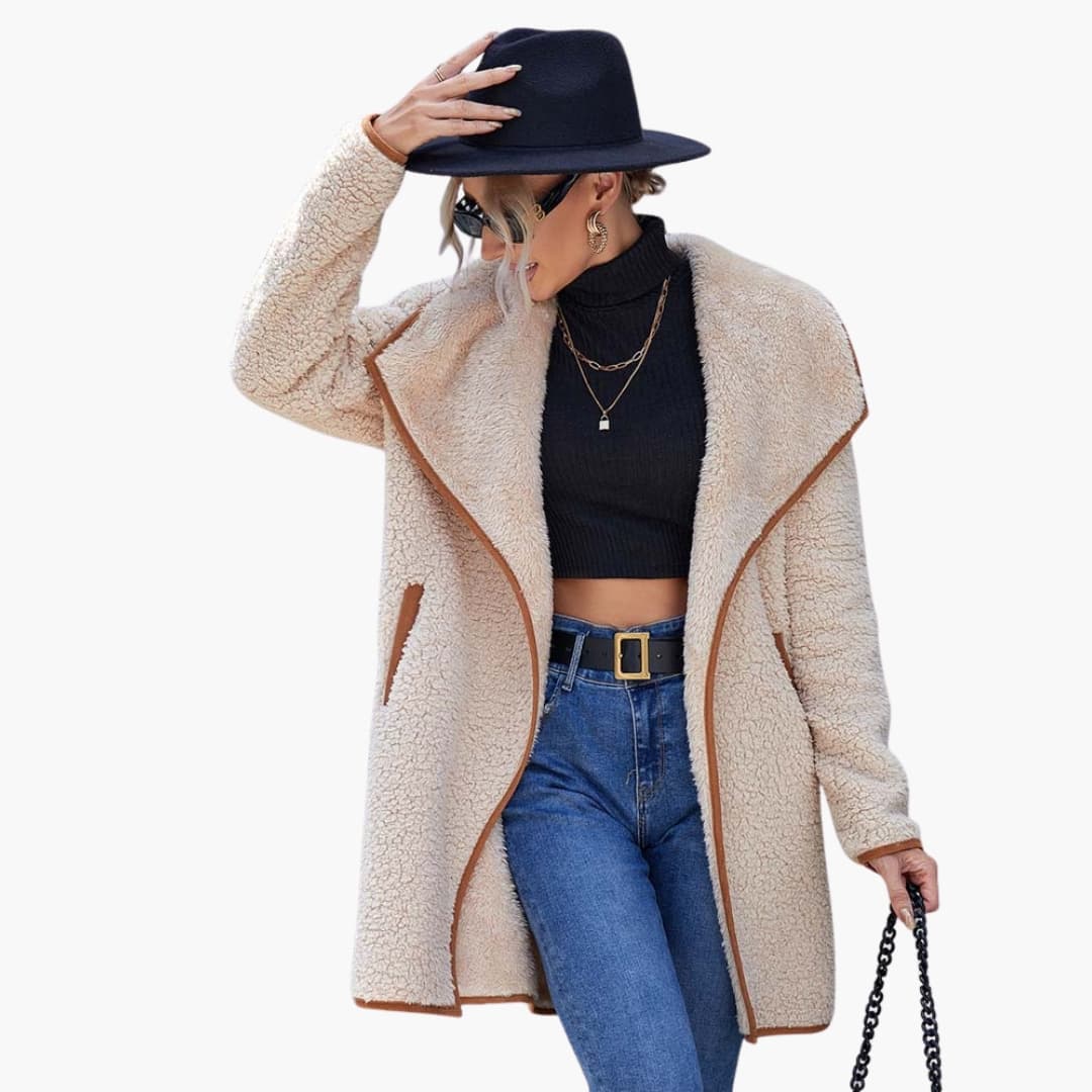 Plush Fleece Open Front Women's Jacket - VogeLuxe