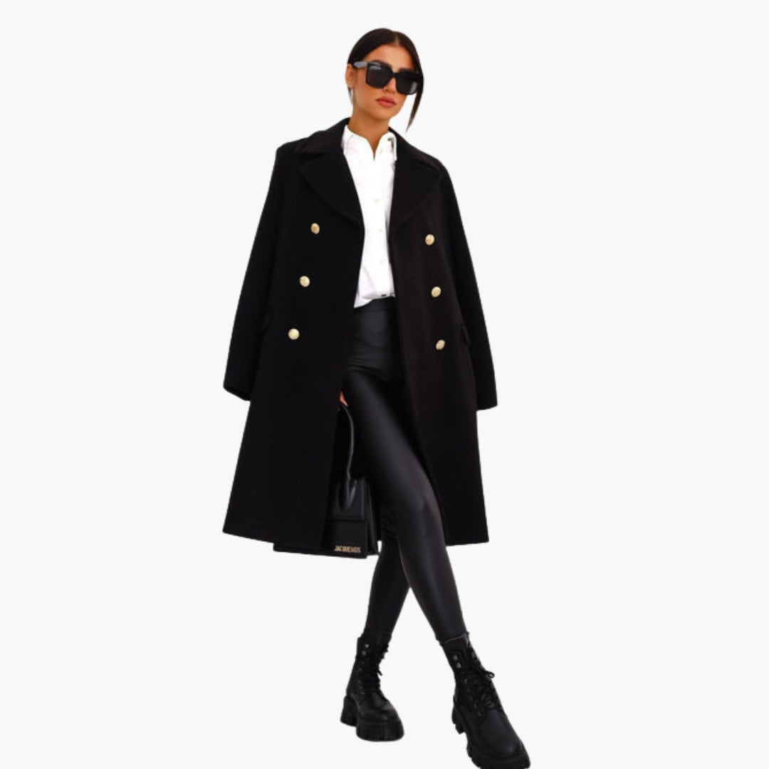 Luxury Women's Long Wool Overcoat - Classic Tailored Coat - VogeLuxe