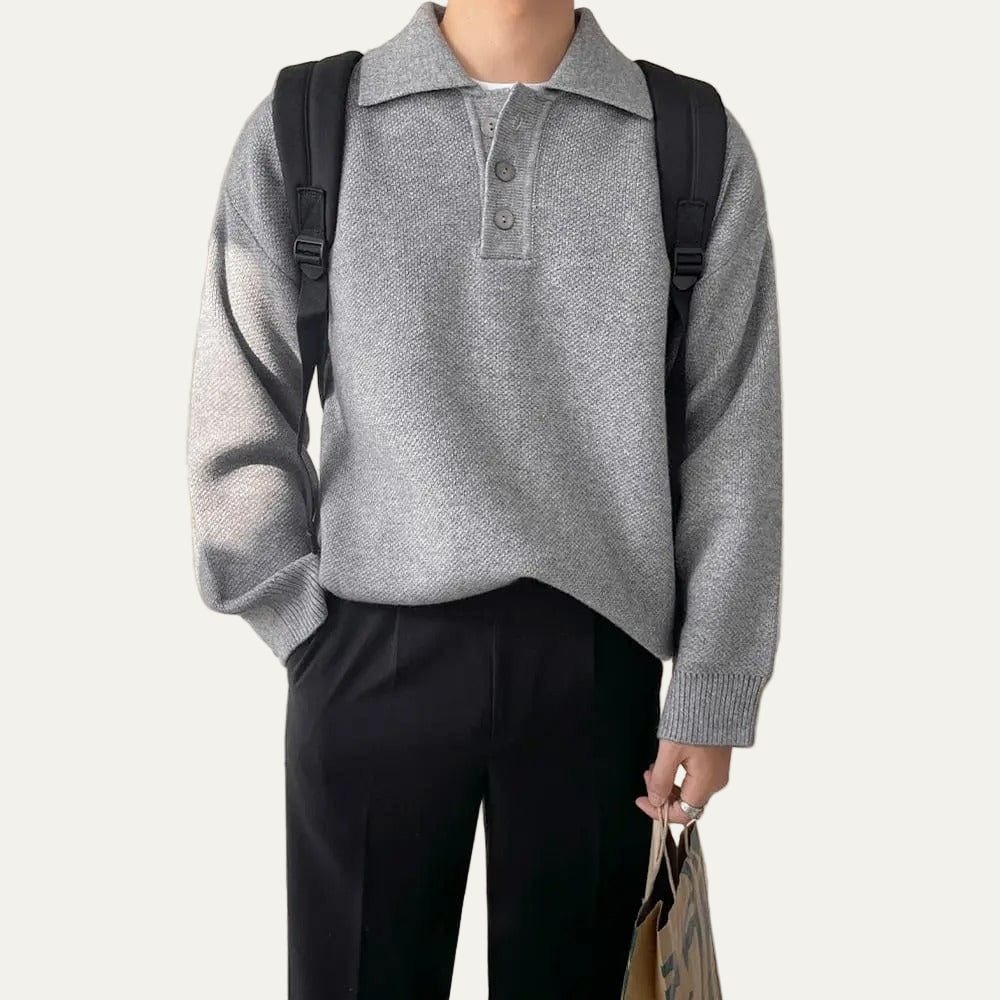 VogeLuxe | Men’s Oversized Knit Polo Sweater