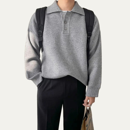 VogeLuxe | Men’s Oversized Knit Polo Sweater