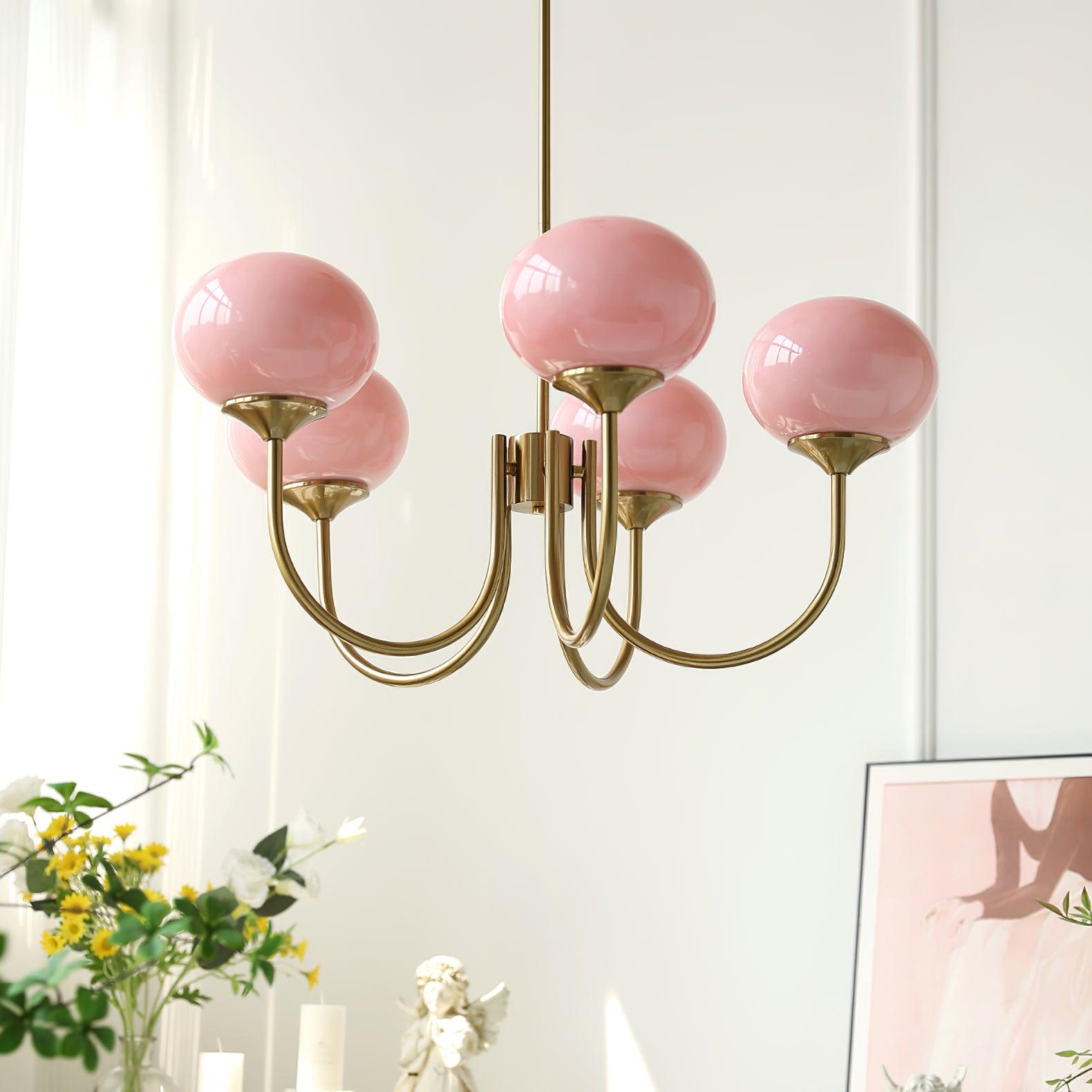 Soft Pink Glass Pendant Light Fixture - VogeLuxe