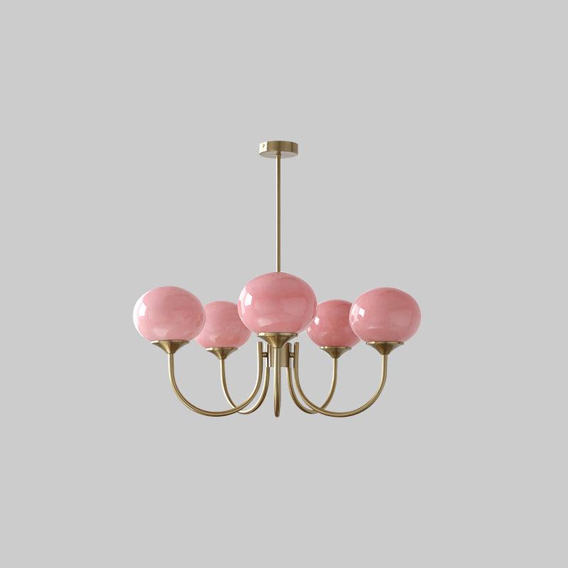 Soft Pink Glass Pendant Light Fixture