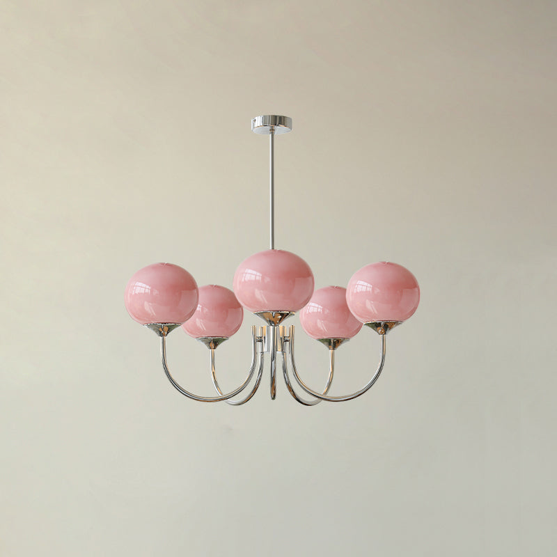 Soft Pink Glass Pendant Light Fixture