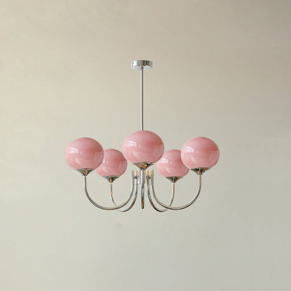 Luxury Gold Chandelier With Rose Glass Shades