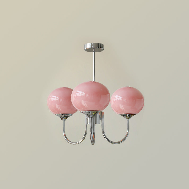 Soft Pink Glass Pendant Light Fixture