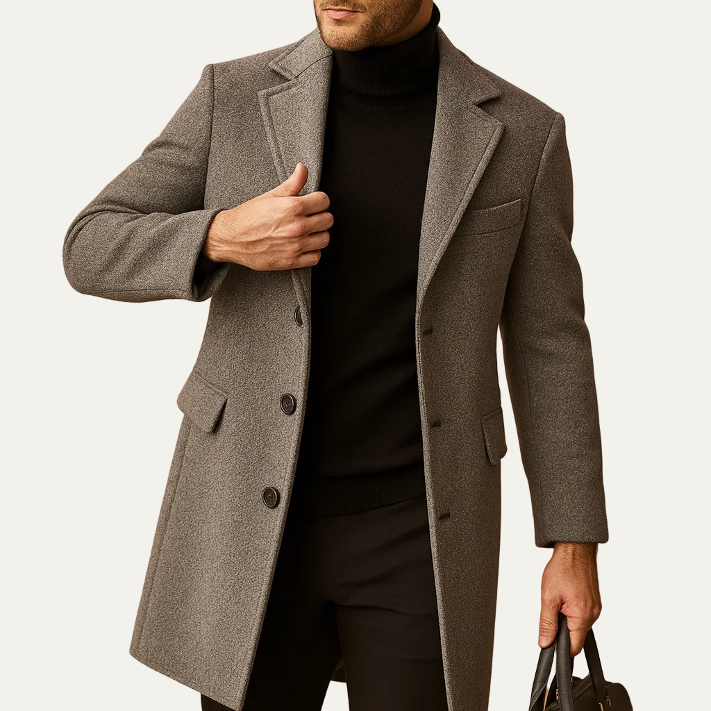 Mason Men’s Wool Blend Coat – Classic Long Overcoat 2