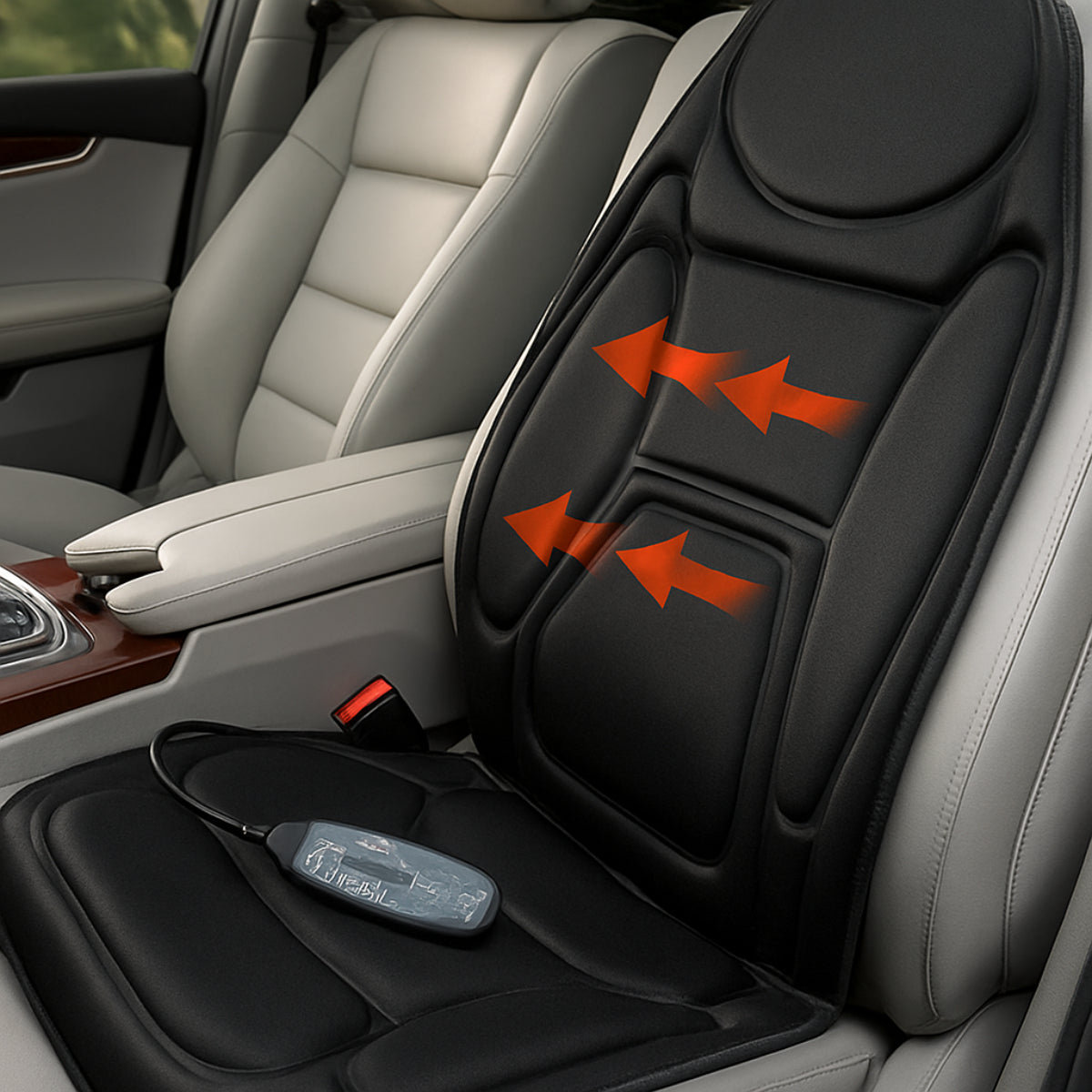 Heated Car Seat Massage Cushion with Back Support - VogeLuxe