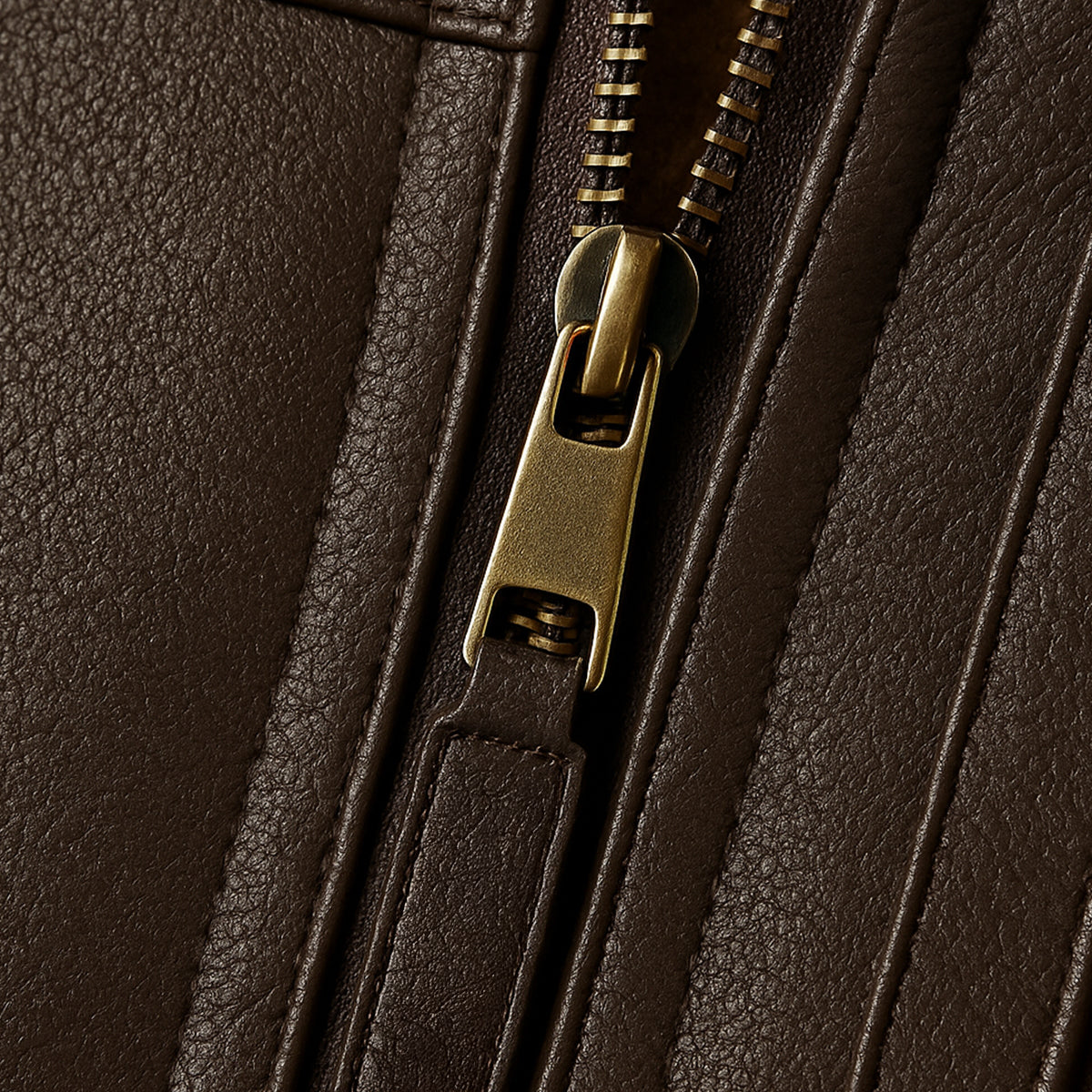 VogeLuxe | Men’s Zip Up Leather Jacket with Stand Collar