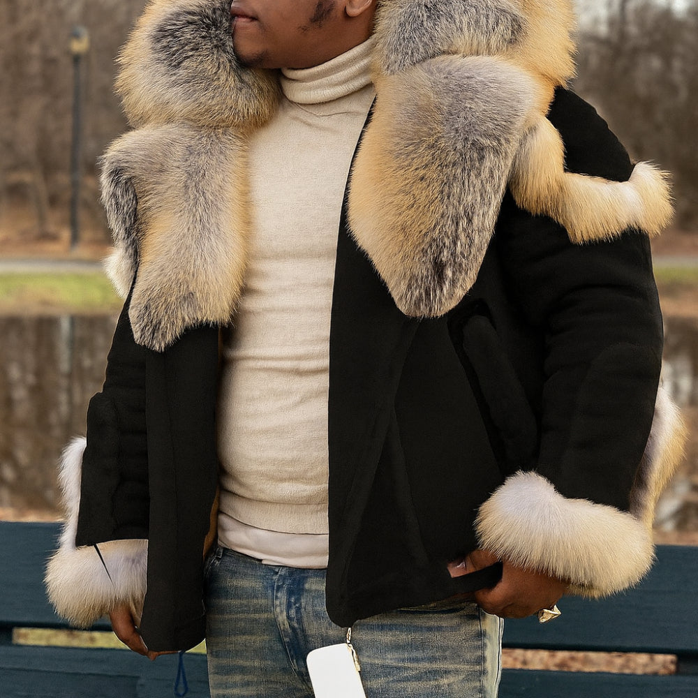 Large Men's Warm Parka Coat Jacket Outerwear - VogeLuxe