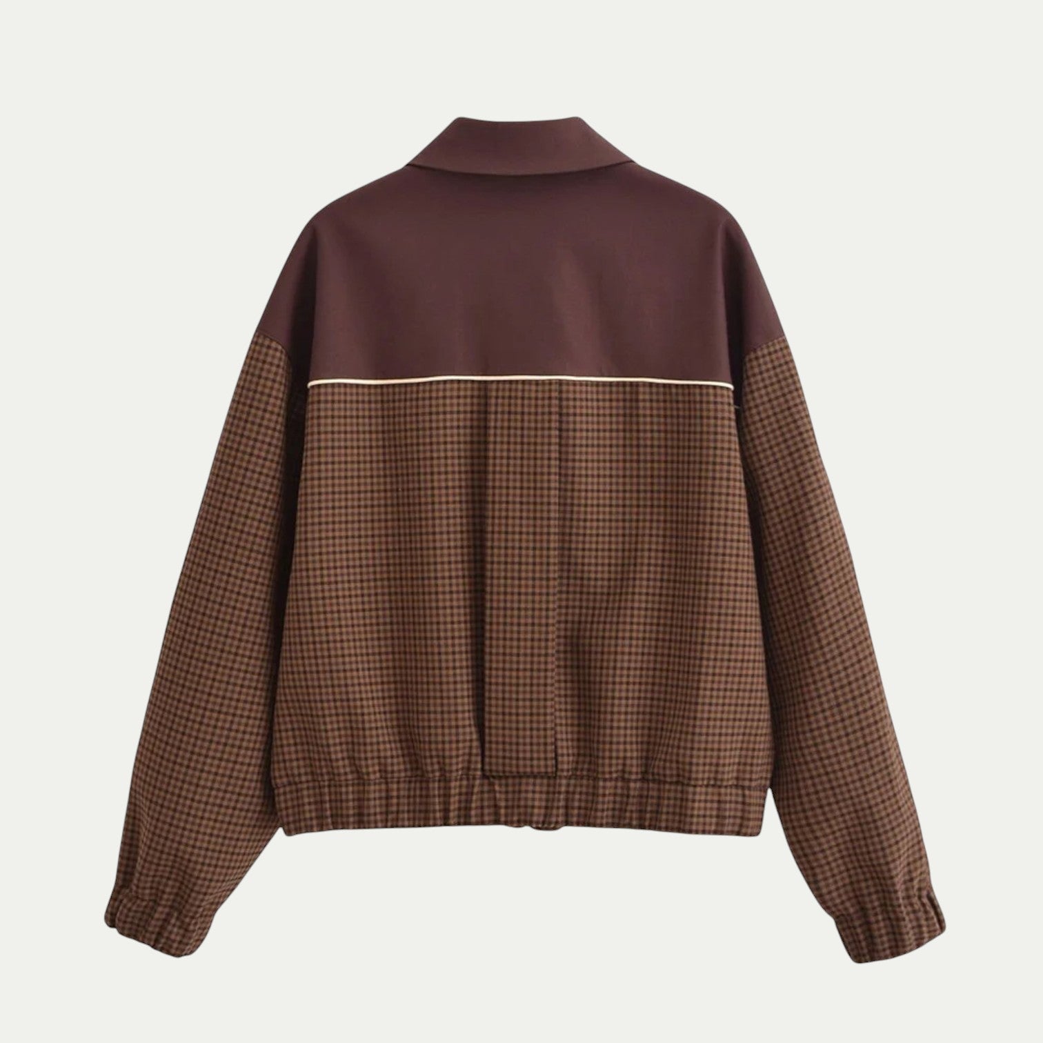 Men Plaid Zipper Bomber Jacket Loose Fit Casual Coat 1