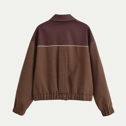 Men Plaid Zipper Bomber Jacket Loose Fit Casual Coat 1