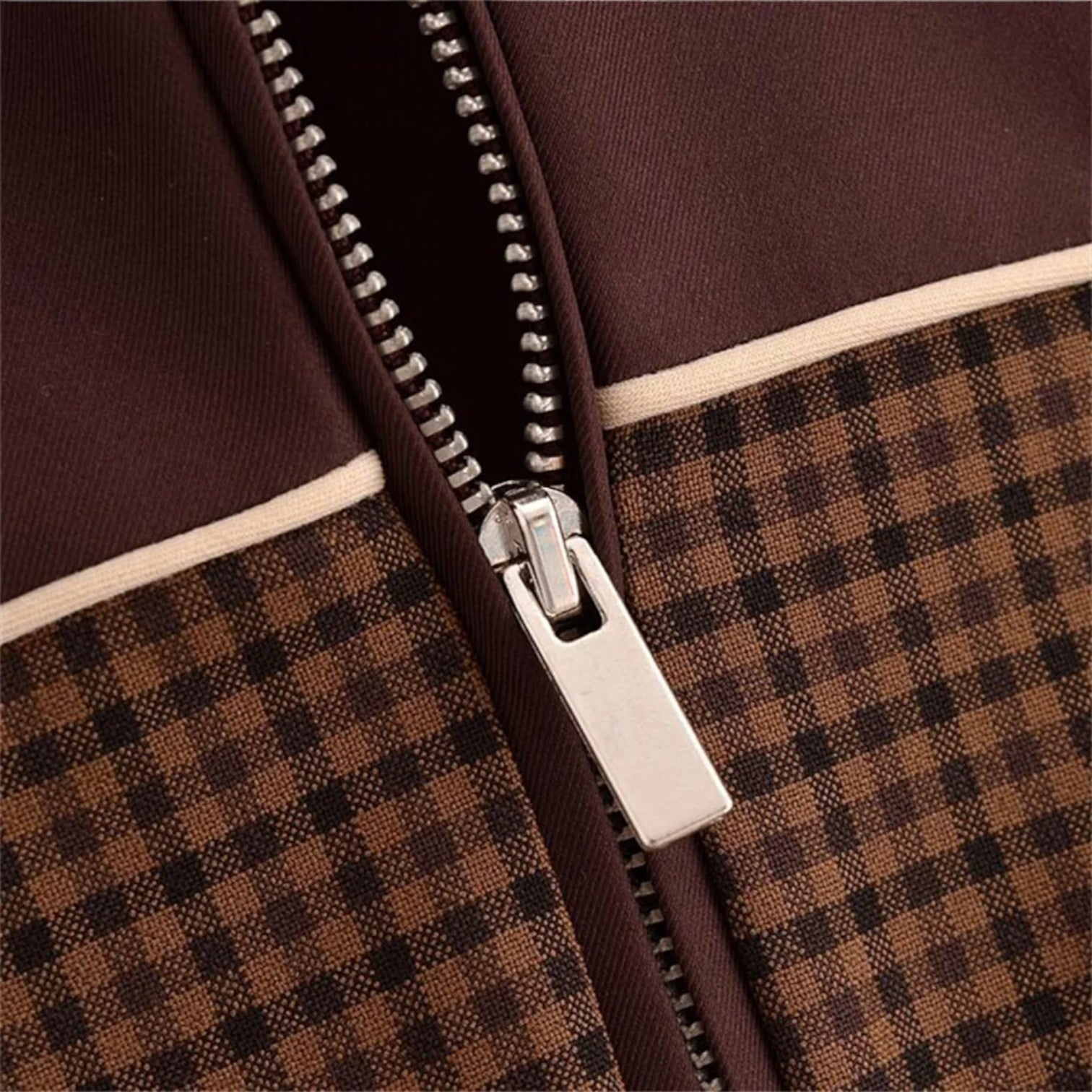 Men Plaid Zipper Bomber Jacket Loose Fit Casual Coat 2