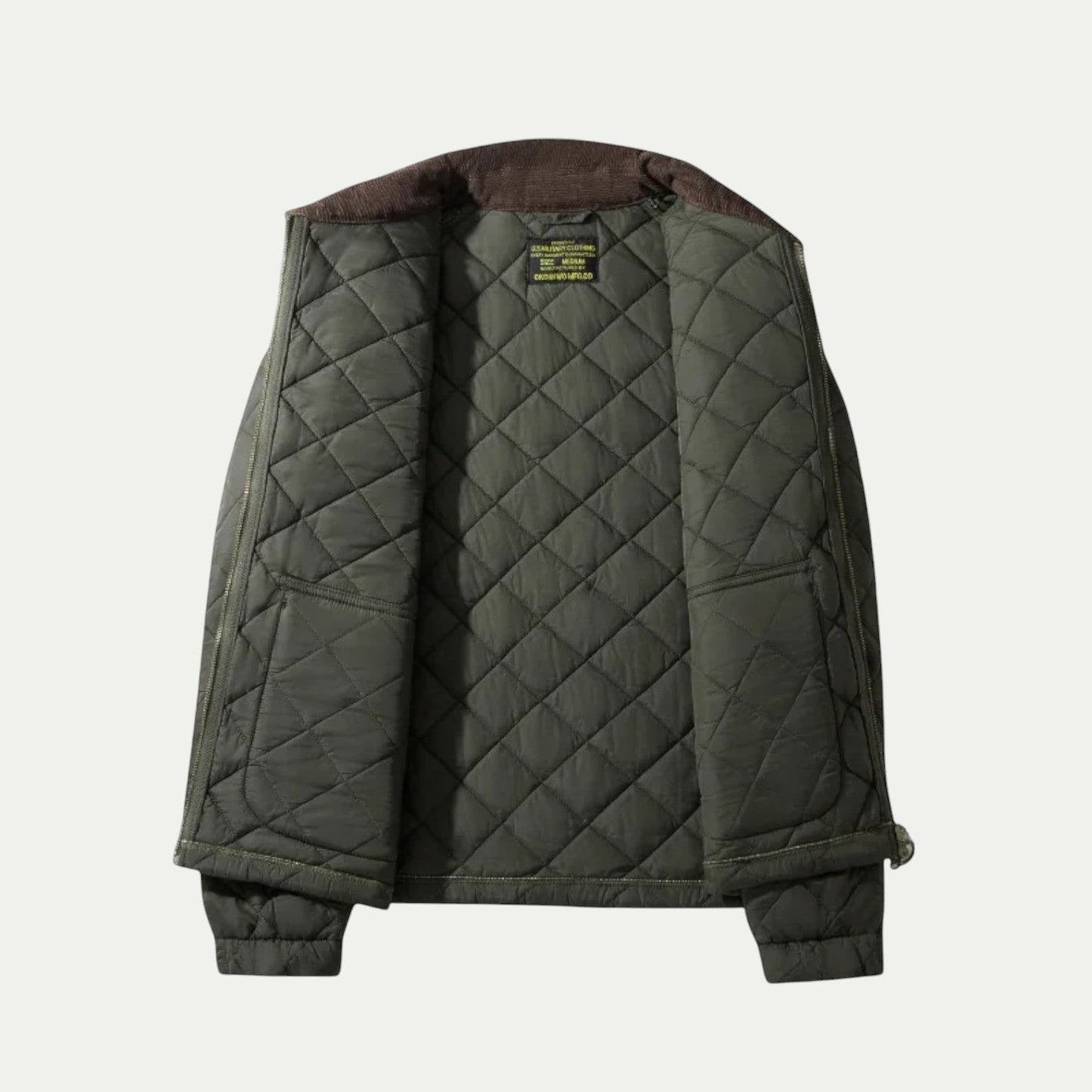 Men Quilted Corduroy Jacket Windproof Bomber 1