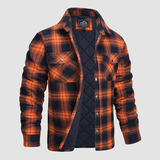 Warm Plaid Fleece Lined Mens Shirt Jacket - VogeLuxe
