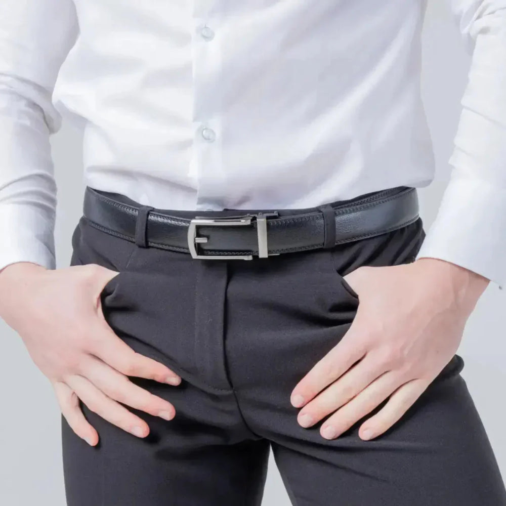 Men's Leather Belt with Quick Release Buckle - VogeLuxe