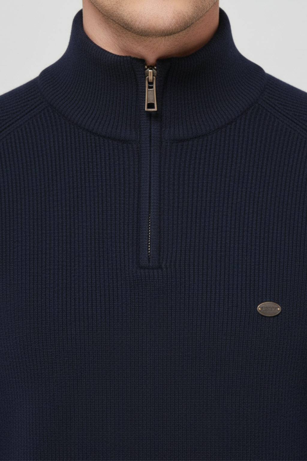 VogeLuxe | Men’s Heavy Ribbed Quarter Zip Mock Neck Sweater