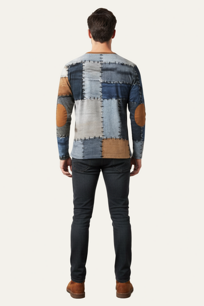 VogeLuxe | Men’s Printed Long Sleeve Henley Shirt