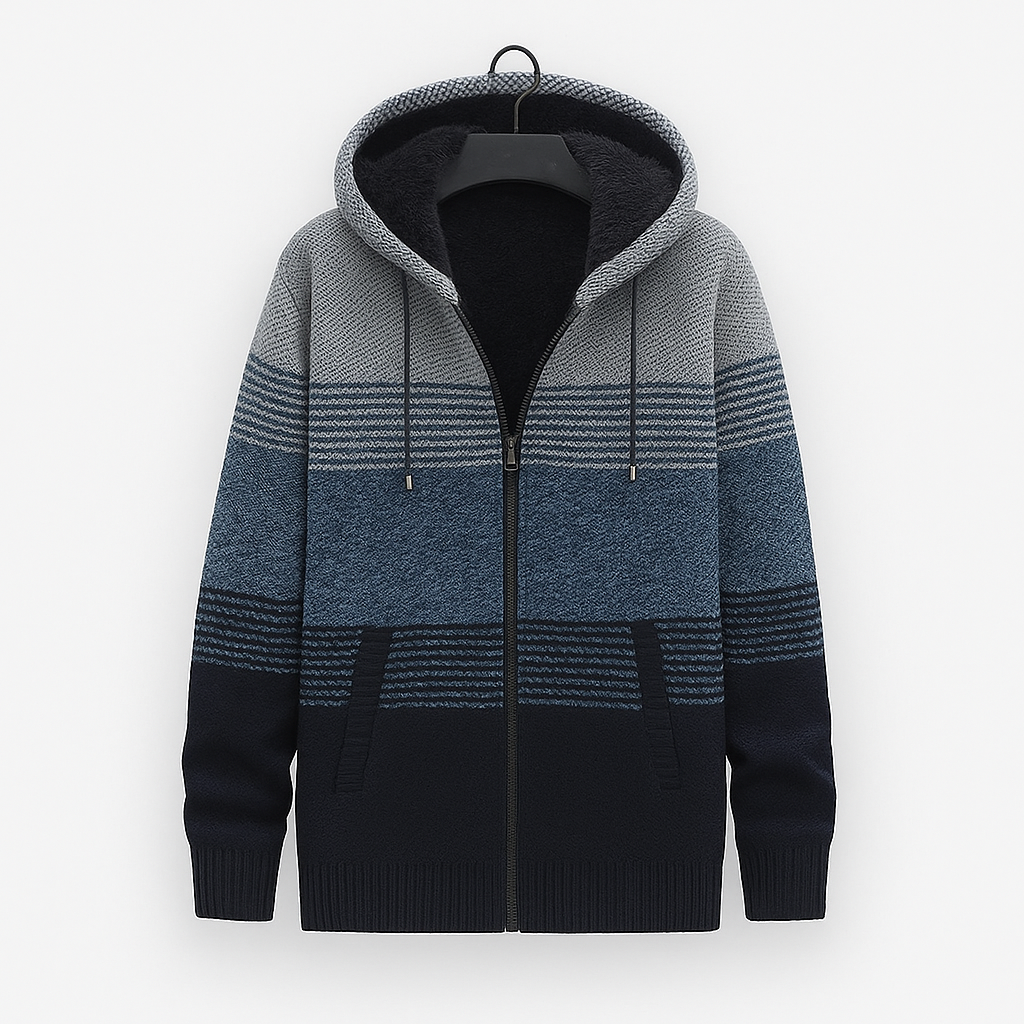 VogeLuxe | Men’s Fleece Lined Hooded Zip Front Sweater