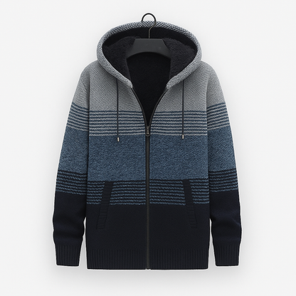 VogeLuxe | Men’s Fleece Lined Hooded Zip Front Sweater