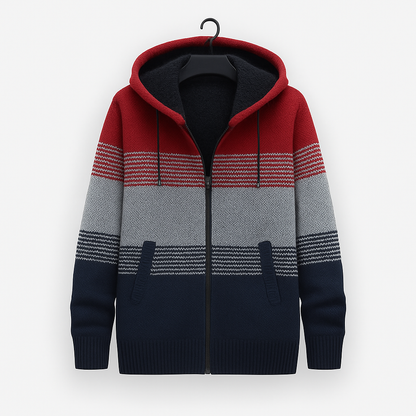 VogeLuxe | Men’s Fleece Lined Hooded Zip Front Sweater