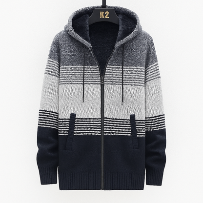 VogeLuxe | Men’s Fleece Lined Hooded Zip Front Sweater