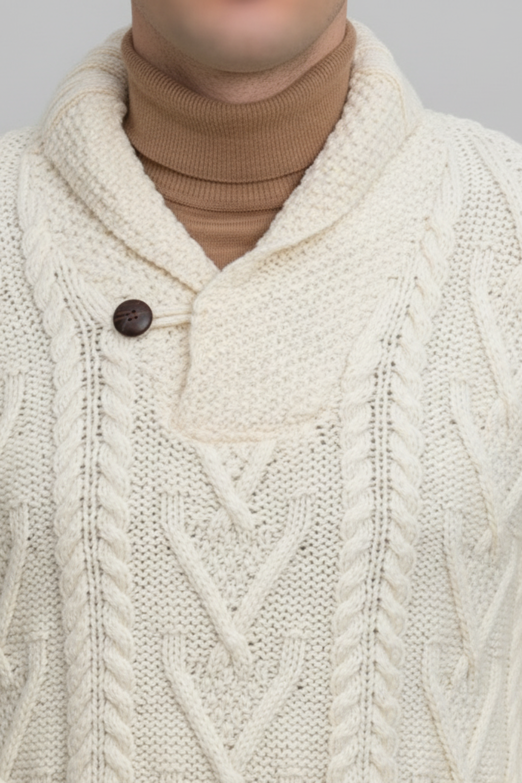 VogeLuxe | Men’s Shawl Collar Double Breasted Cable Knit Sweater