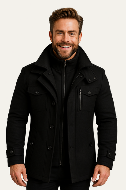 Men’s 2-Piece Layered Long Jacket – Smart Zip-In Insert 0