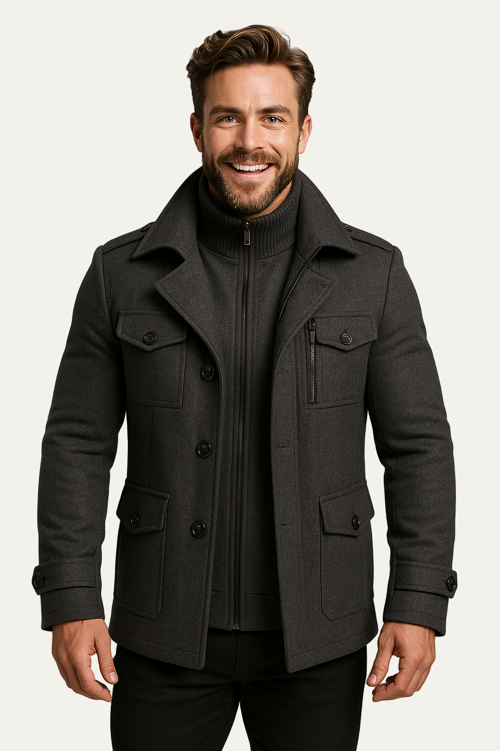 Men’s 2-Piece Layered Long Jacket – Smart Zip-In Insert 2