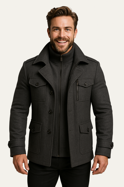 Men’s 2-Piece Layered Long Jacket – Smart Zip-In Insert 2