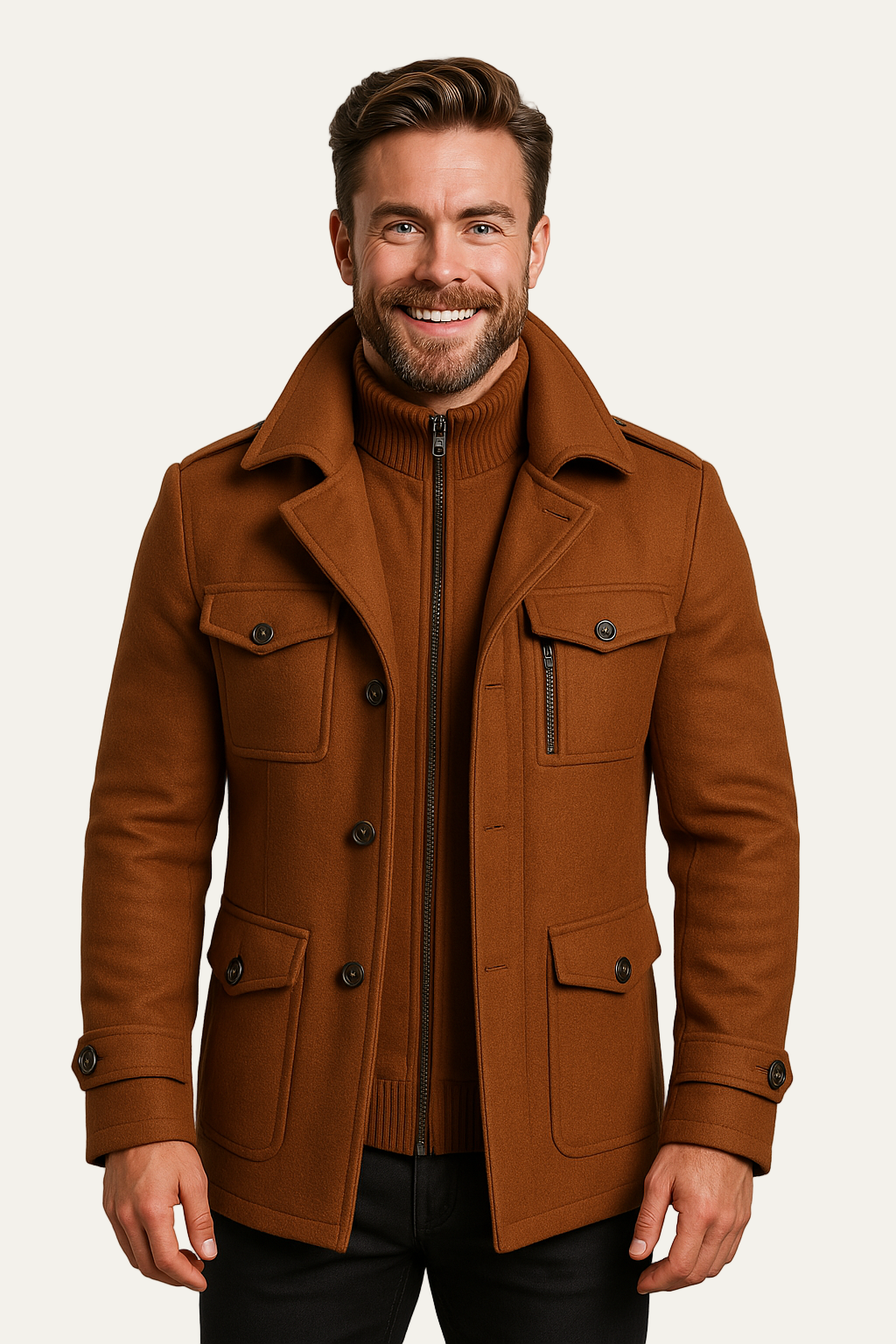 Men’s 2-Piece Layered Long Jacket – Smart Zip-In Insert 4