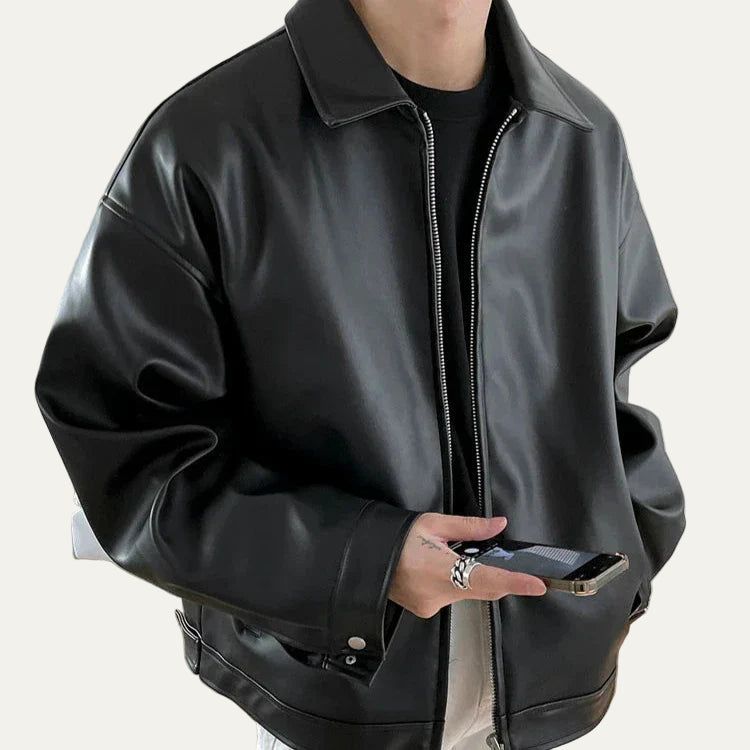 Men’s Biker Jacket | Oversized Zip Up 0
