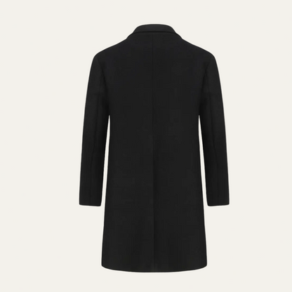 Men’s Black Double-Breasted Overcoat – Tailored Long Coat for Business & Winter Wear 1