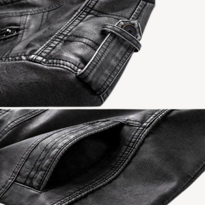 VogeLuxe | Men’s Distressed Faux Leather Biker Jacket