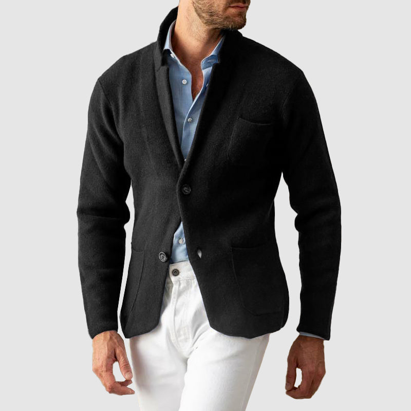 Men’s Blazer Jacket – Soft Knit, Two-Button, Patch Pockets 2