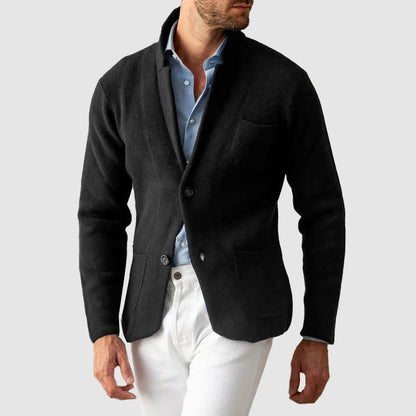 Men’s Blazer Jacket – Soft Knit, Two-Button, Patch Pockets 2