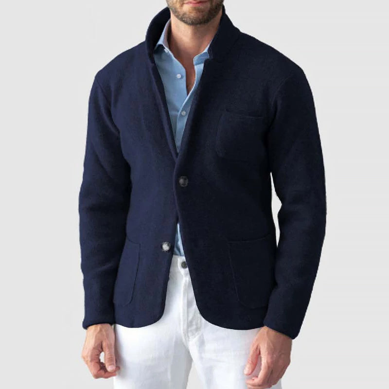Men’s Blazer Jacket – Soft Knit, Two-Button, Patch Pockets 3