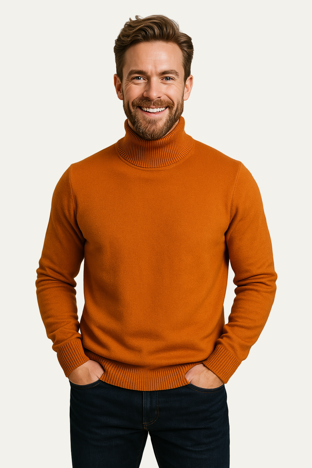 Men’s Bold Colour Turtleneck Sweater – Statement Knitwear 1