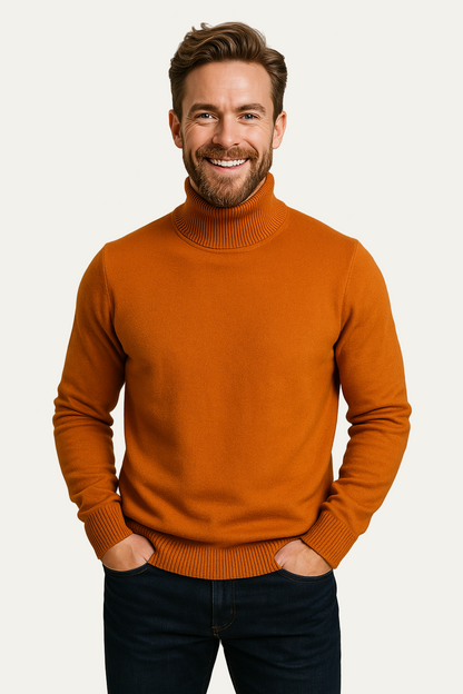 Men’s Bold Colour Turtleneck Sweater – Statement Knitwear 1