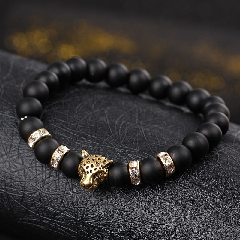 Men's Leather Animal Pattern Adjustable Cuff Bracelet - VogeLuxe